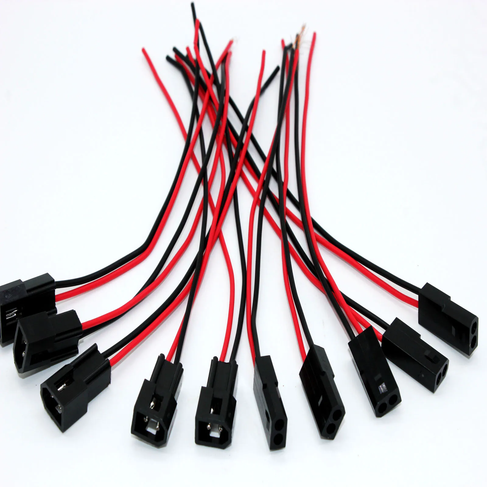 16.5cm 10pcs 22 AWG JST Plug Copper wire 2 Pin Male Female Plug Connector Cable Wire for LED Lamp Strip RC Toys Battery Adapter