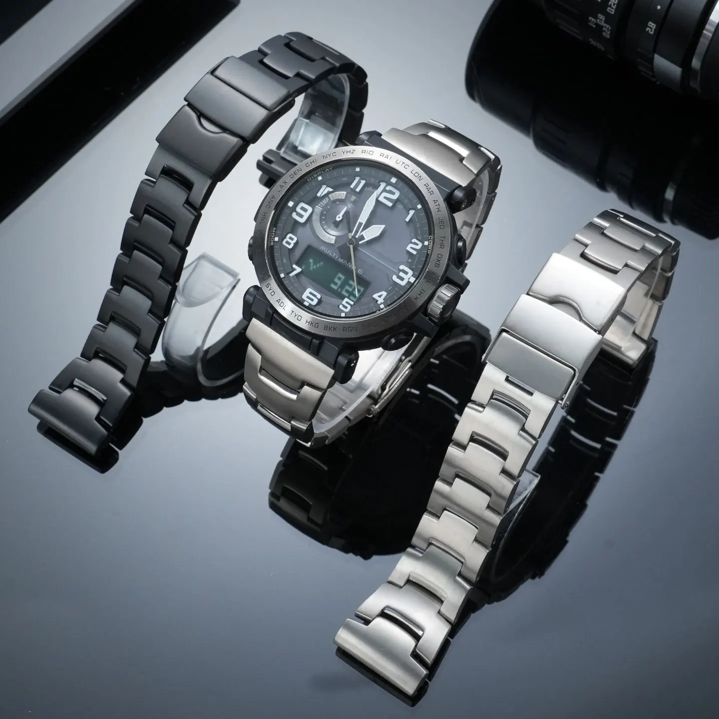 Titanium Watch Strap 24mm For Casio PRG-600 PRG-650 PRG-600Y PRW-6600Y GA-900 Men Replacement Watch Band