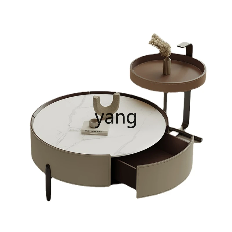 

C X Minimalist Stone Plate Size Living Room Home Light Luxury High-Grade Designer Saddle Leather Marble Tea Table