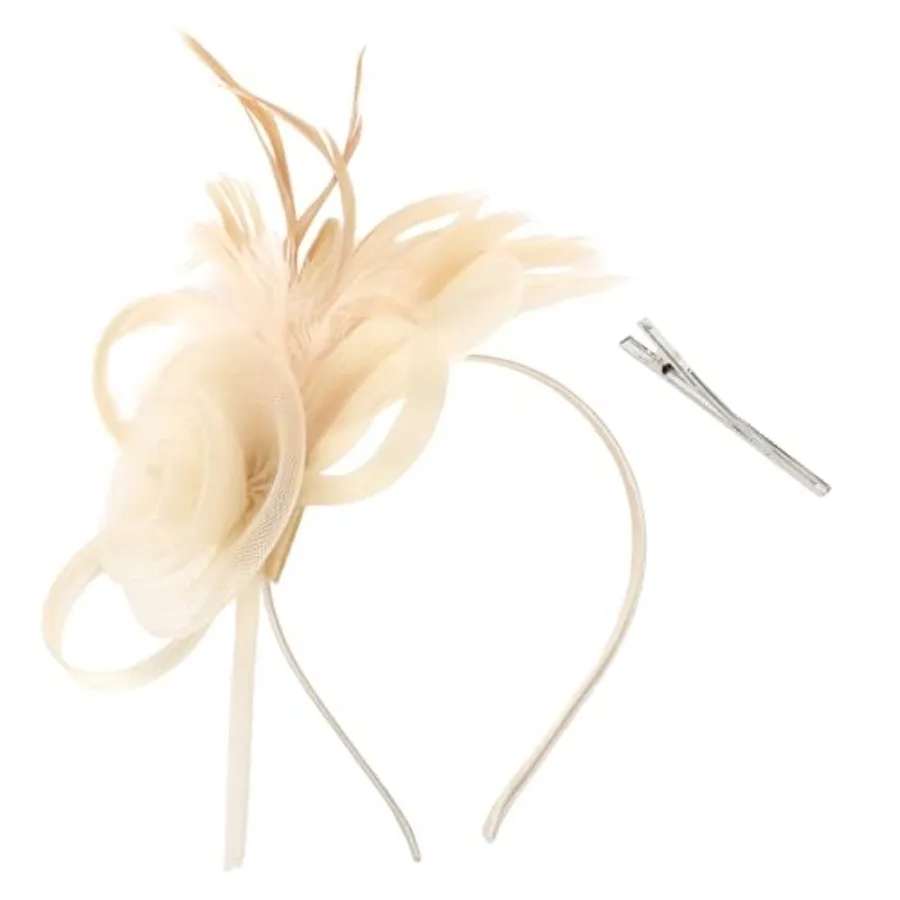 AMCAMI Fascinators Hats with Feather for Women 2026 Derby Hats Small Tea Party Hat with Headband