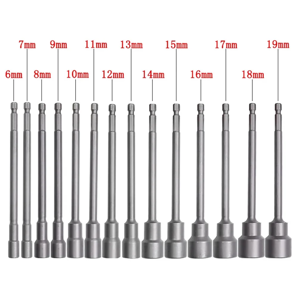 150mm Long 6mm-19mm Hexagon Nut Driver Drill Bit Socket Wrench Extension Sleeve Nozzles Adapter For Pneumatic Electric Screwdriv