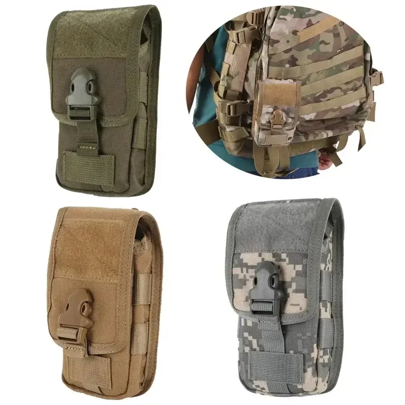 1Pcs 9×16.5×3cm Double Layer Molle Phone Pouch Mobile Phone Case Holder Outdoor Sports Hiking Camping Hunting EDC Tool Waist Bag