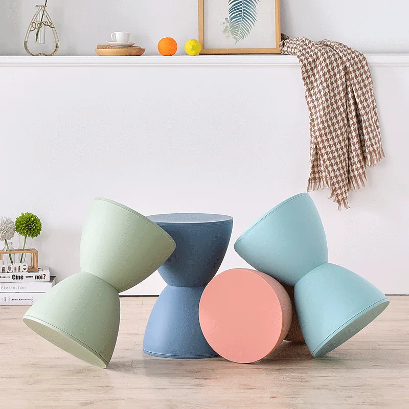 Hallway Ottoman Living Room Furniture  Minimalist Storage Pouf Footstool Shoe Changing Pouf Thickened Plastic Waiting Stool image 2