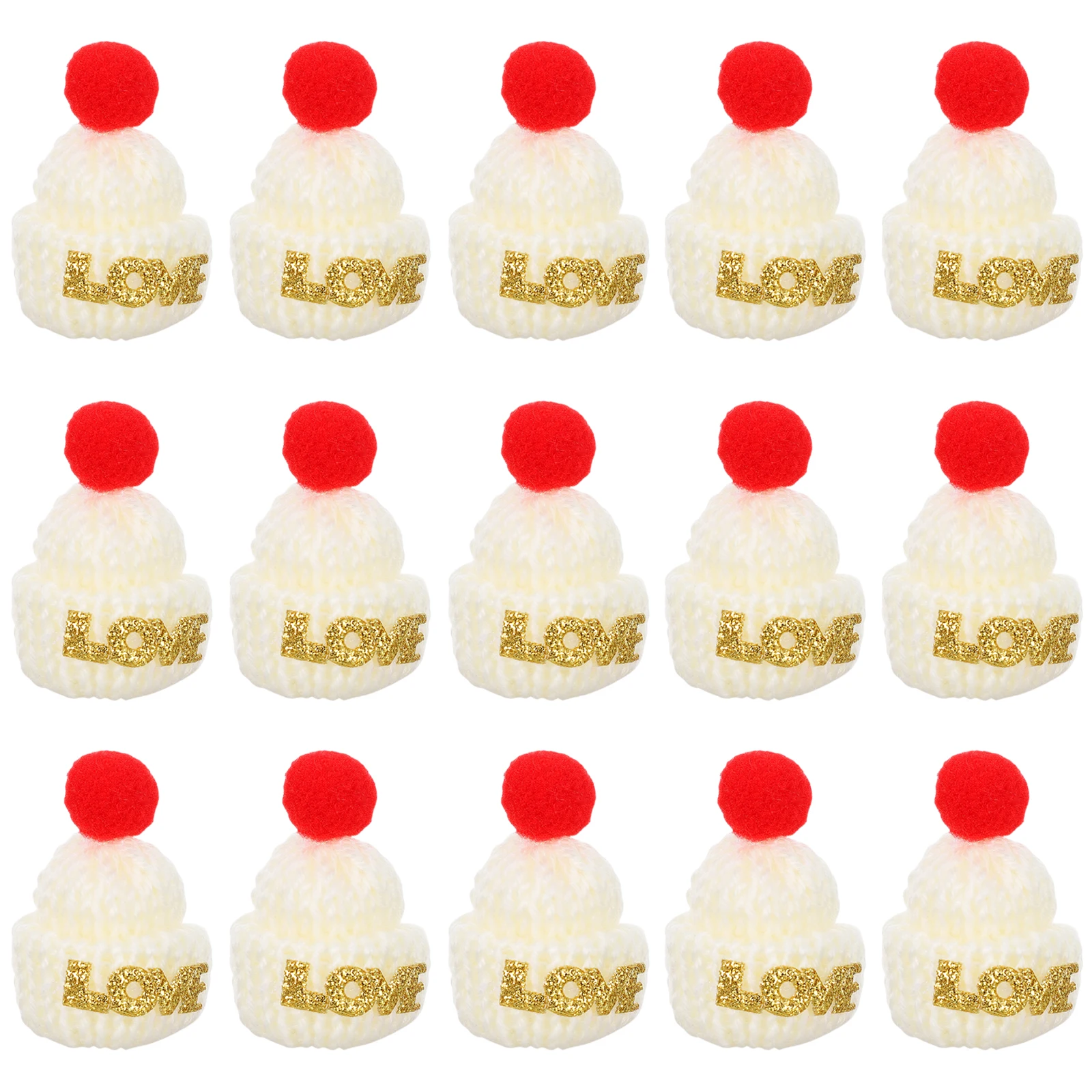 

15 Pcs Mini Yarn Caps Red Pack Christmas Gifts Decorative Hats Hairpin Brooch DIY Craft Accessories Holiday Supplies Party Hat