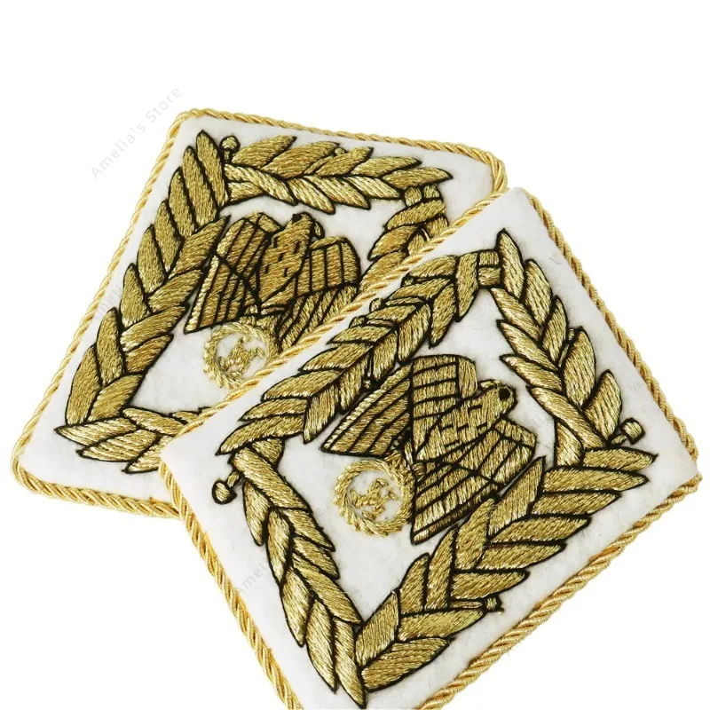 LUFTWALLE OFFICER German Epaulettes Hand Embroidery Bullion Thread Cooper Wire Shoulder Badges Collar Uniform Military Insignia