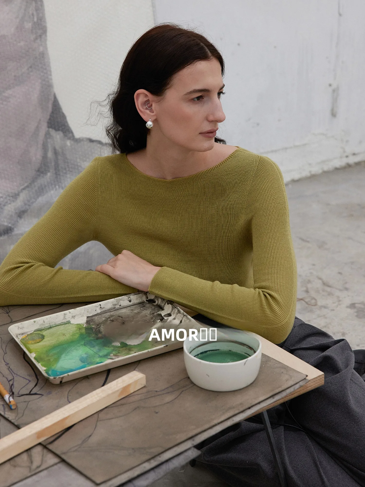 

AMOR Woolen Knitted Sweater Women's Slim Fit High Ne Long Sve Base Layer Casual Sle Comfortable Medium Softn