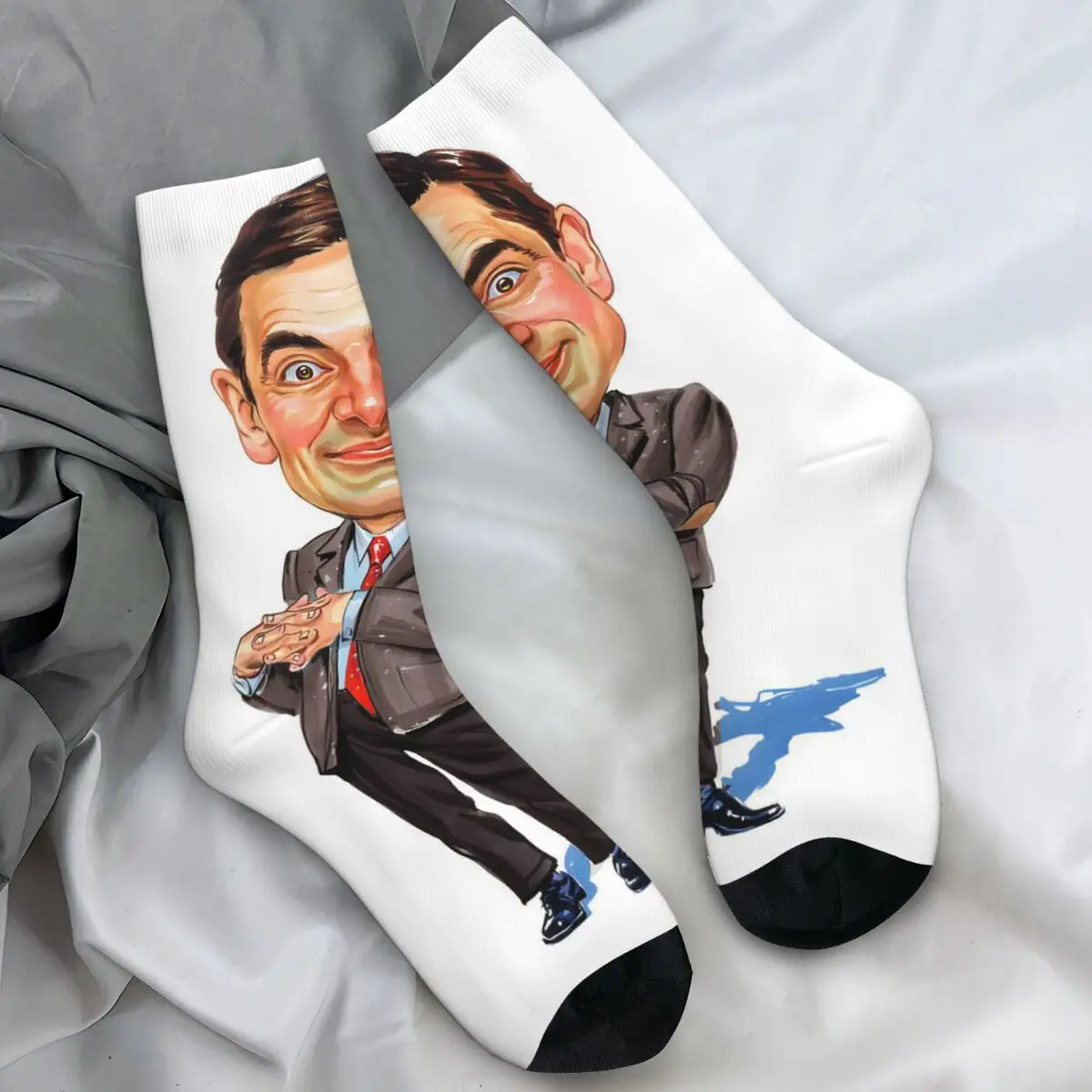 

Носки для пар, чулки с героями мультфильмов «Мистер Бин, Рябина, Аткинсон», осенние удобные носки, дизайнерские нескользящие носки для занятий спортом на открытом воздухе