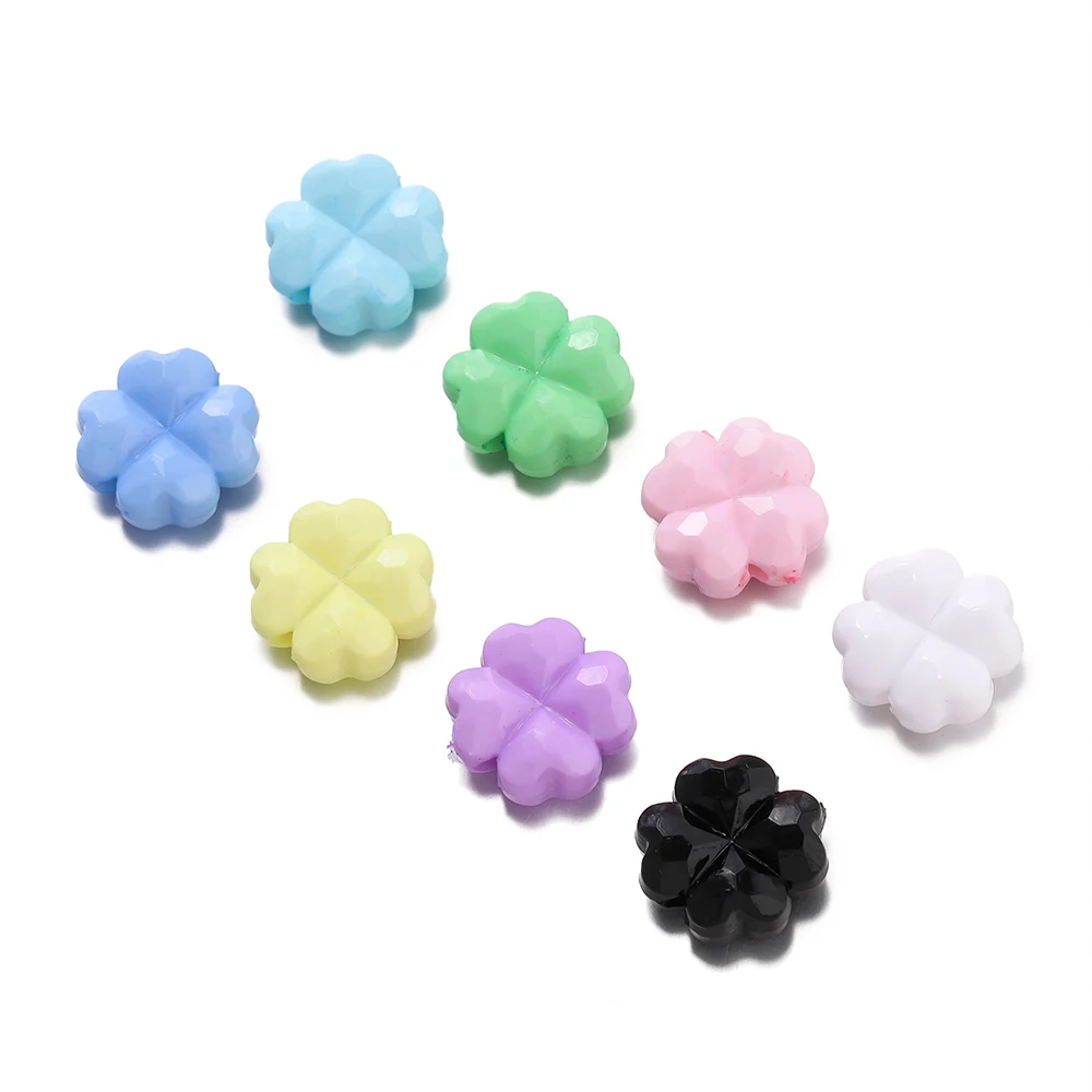 20 قطعة/الوحدة أكريليك شفاف بلون أربع أوراق البرسيم فضفاض خرزة مباعدة لصنع المجوهرات سوار ذاتي الصنع إكسسوارات عقد