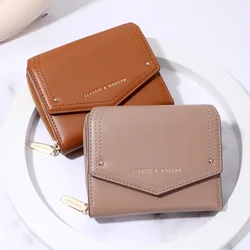 New Multi-card Korean Version of Solid Color Coin Purse Women's Short Folding Card  Wallet for Men Purse Hasp Card Holder