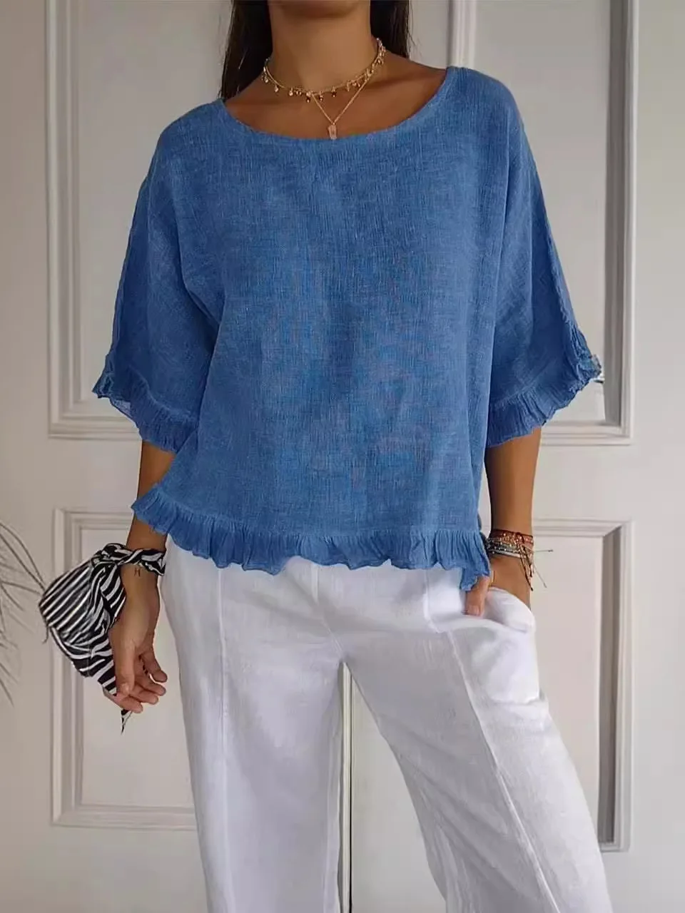 

Свободная женская круглая ткань Ne Color irt Bamboo Charcoal, хлопок 00% Thiened Summer irt Fem Premium Faion