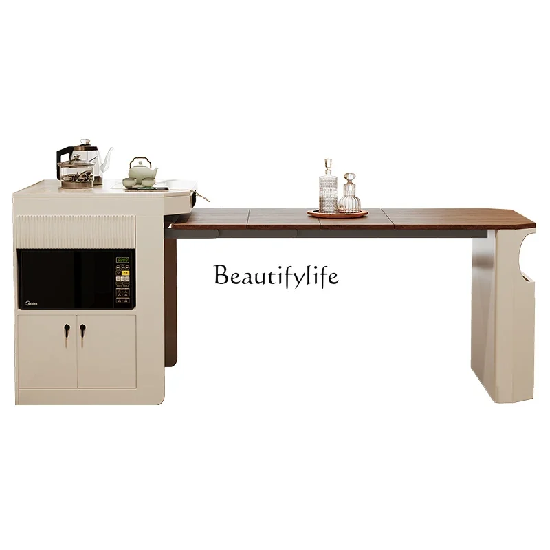 

ls42French retro retractable folding integrated island multi-functional medieval cream style dining table