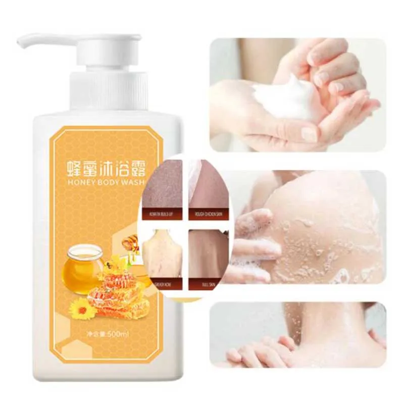 500ml Honey Shower Gel Body Wash Bath Whitening Long Lasting Fragrance Oil Control Refreshing Nourishing and Moisturizing