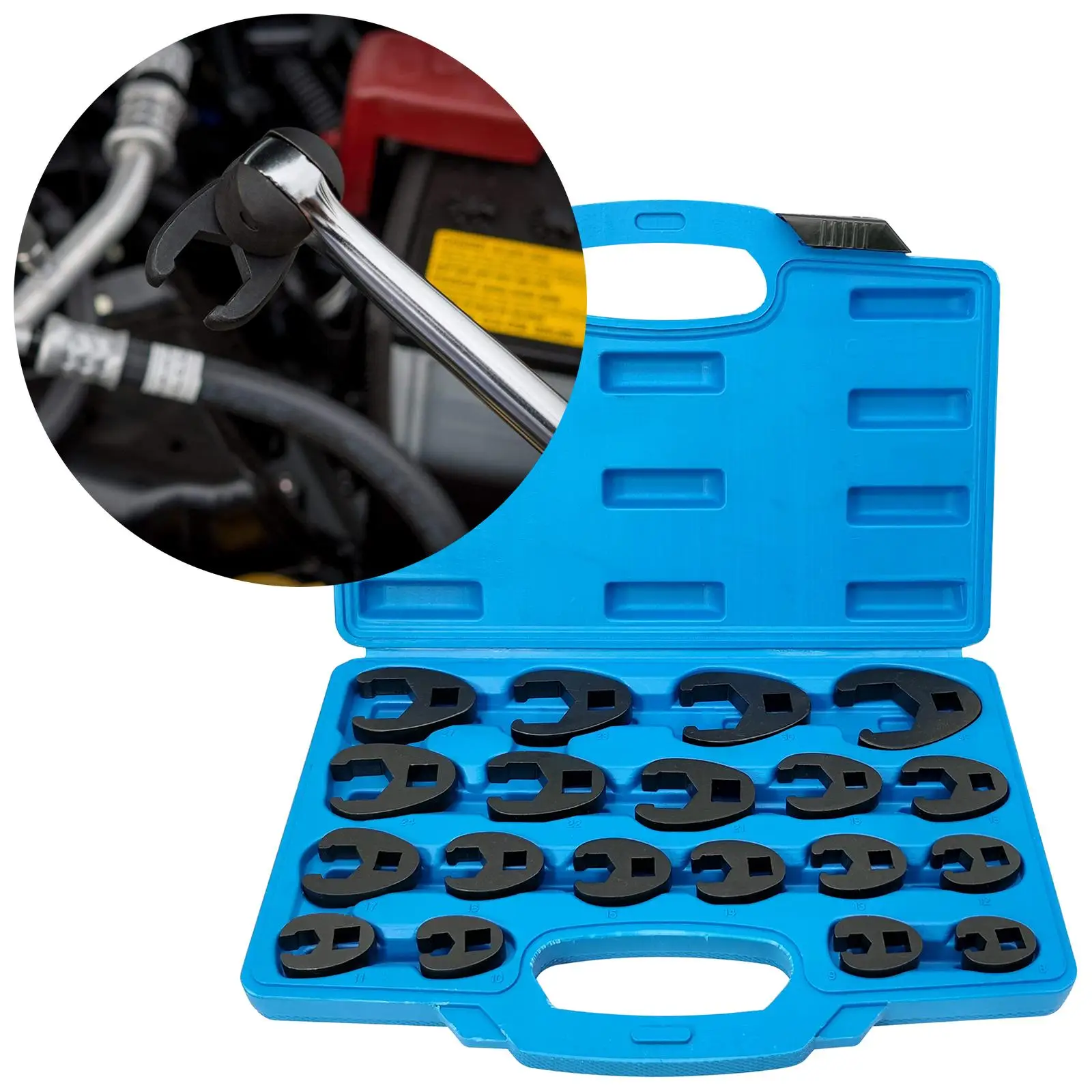 

3/8in 1/2in Drive Nut Crowfoot Wrench Set with Storage Box