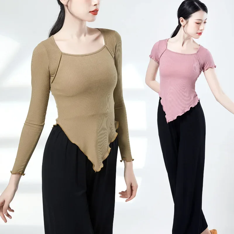 

Modern Classical Dance Tops Yoga Body Art Exam Long Sleeve Slim Training Performance Clothing Dance Practice Clothing Women