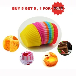 6 Pçs/lote Silicone Bolo Mold Muffin Cupcake Bakeware Cozinha Gadgets Silicone Moldes Para Pastelaria DIY Ferramentas Reutilizáveis Decoração