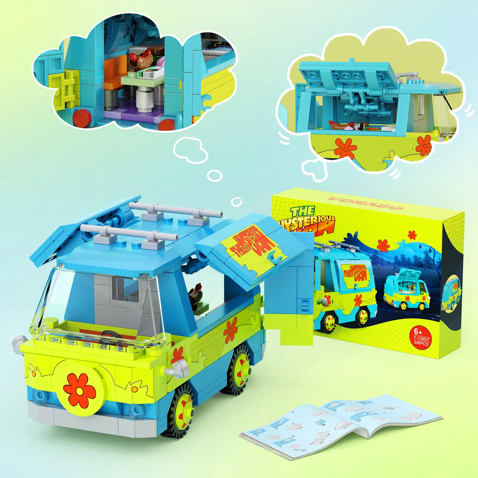 Misterioso Van Building Blocks Set Veicolo classico Avventura Auto Mattoni Kit Giocattoli Appassionati di film Regali di compleanno per ragazzi e ragazze