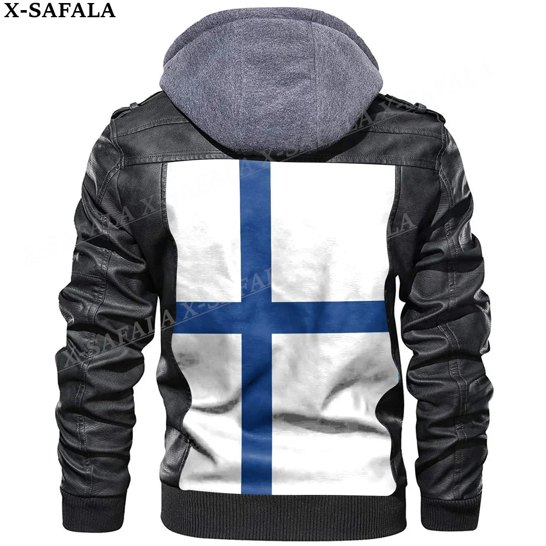 

Finland Country Flag Leather Jacket Men Winter Fleece Motorcycle Faux Leather Jacket Removable Fur Collar Windbreaker Coat-1