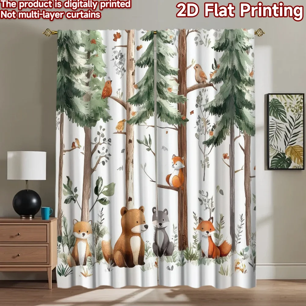 

1pc 2D flat Photography Backdrop Tapestry Forest Animals Gathering (2) 100% Polyester Family Party Decoration Perfect for New