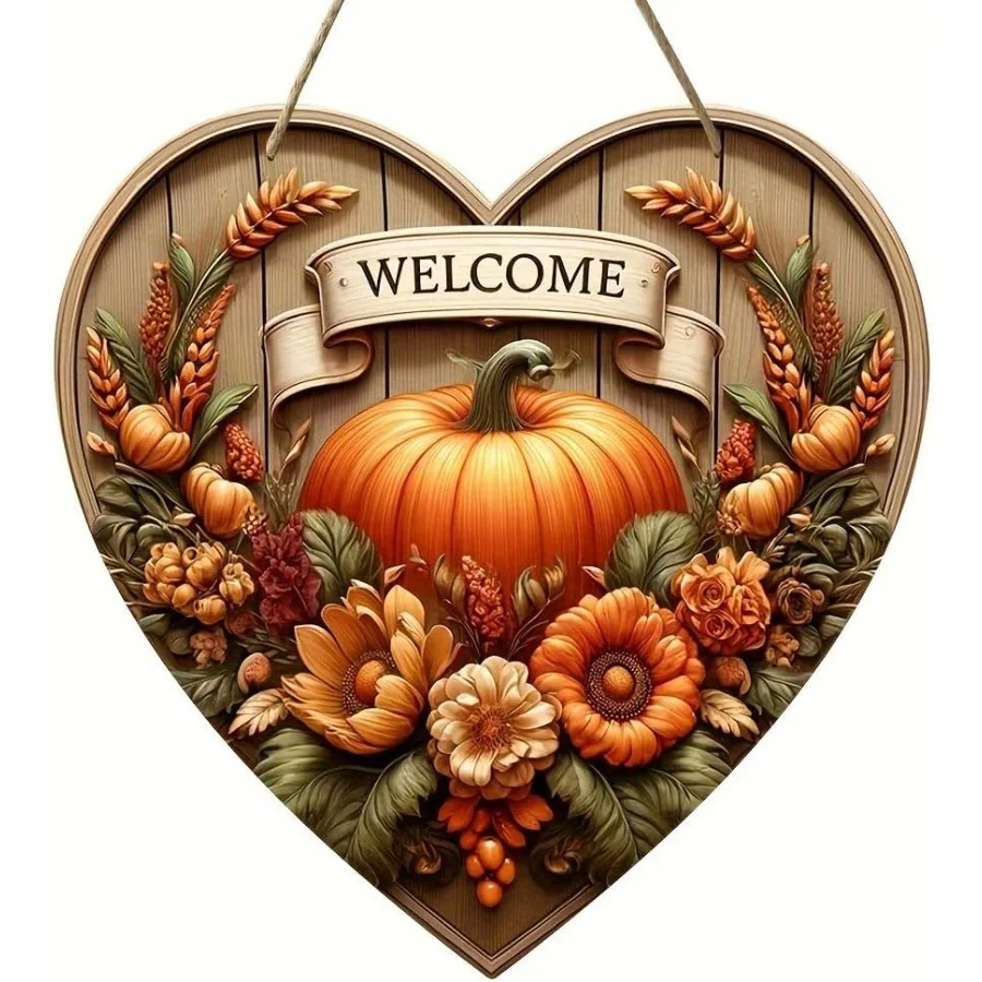 HW 2D هالوين ترحيب لافتة للباب الأمامي للديكور 12ih عيد الشكر خشبية ترحيب علامة ديكور معلقة الشرفة جدار المنزل