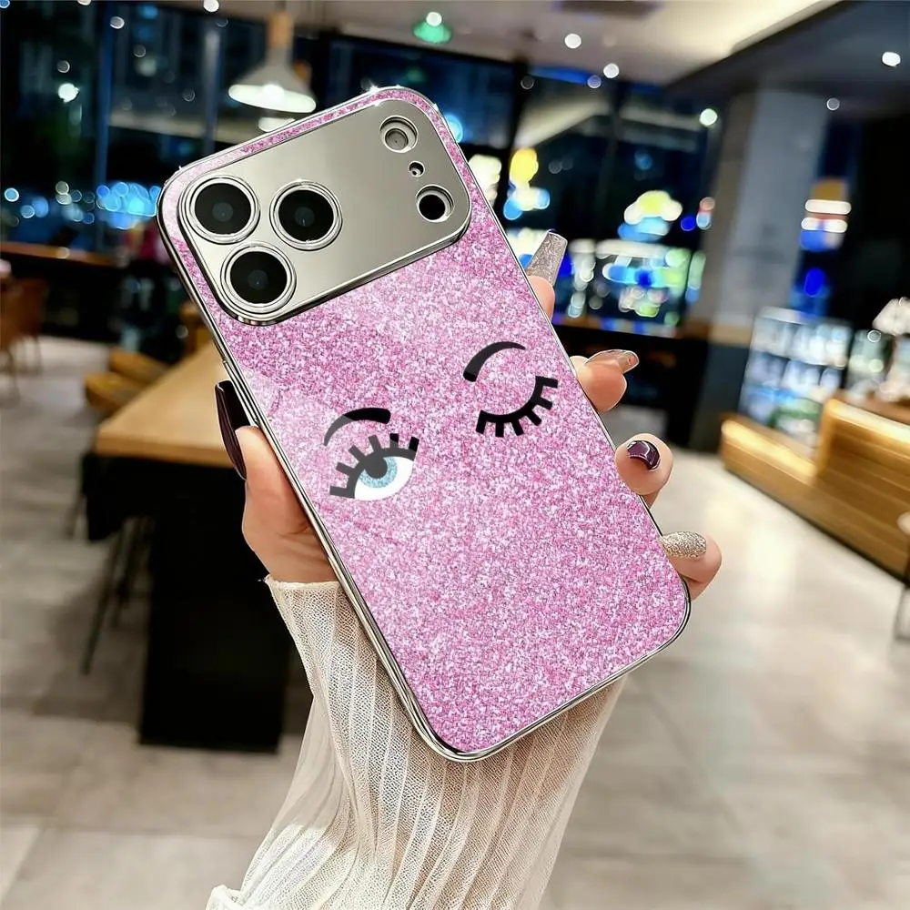 Fashion C-CHIARAs-f-FERRAGNIs Phone Case For IPhone 17 16 15 14 13 12 Pro Max Plus Electroplated Metal Bumper Shockproof Case