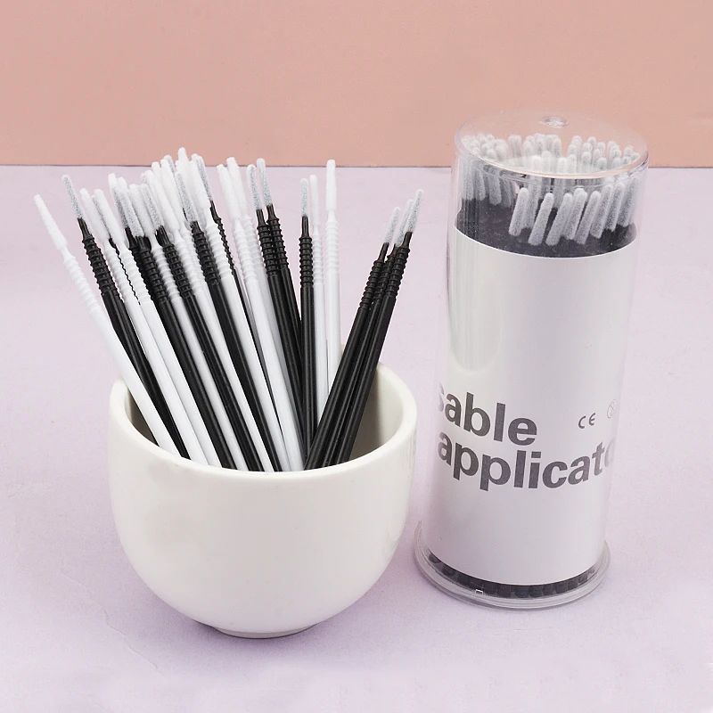 100pcs Disposable Micro Applicators Brushes Mini Cotton Swabs Remove Grafted Eyelash Glue Dedicated Brush for Eyelash Extensions