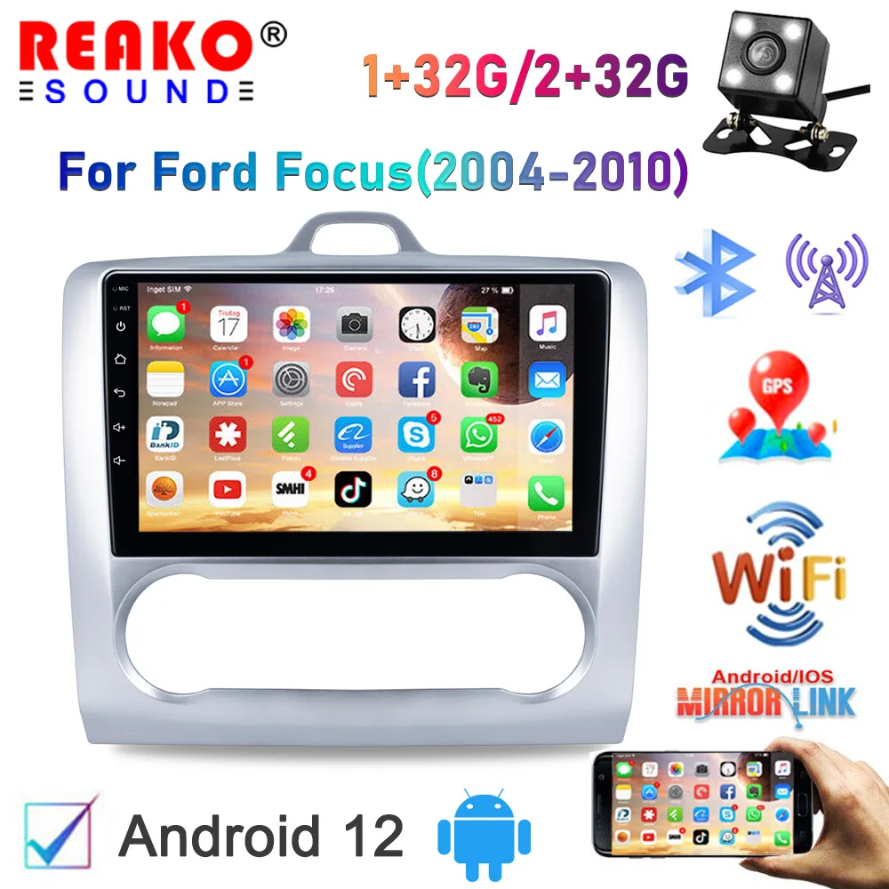 

REAKOSOUND 9" 2 Din Android 12 Car Radio For Ford Focus Exi MT AT 2004-2011 Multimedia Player GPS Navigation EQ FM BT Head Unit