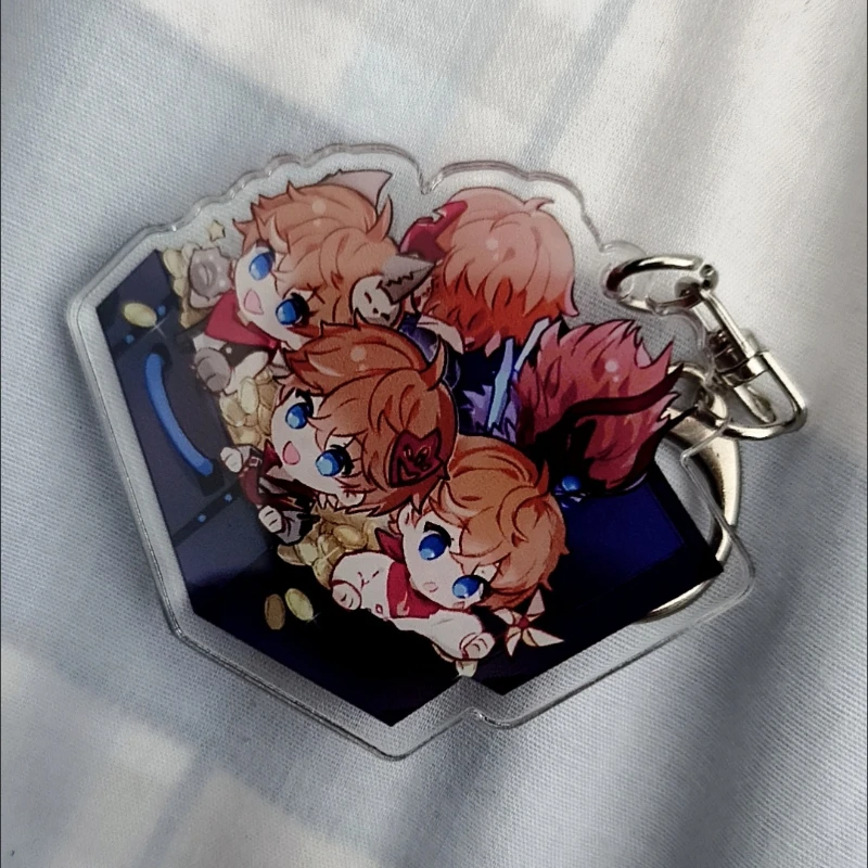 Wanderer Venti Childe Heap of People Acrylic Metal Keychain Pendant Style Holder Key Ring for Girl Bag Phone Accessories Jewelry