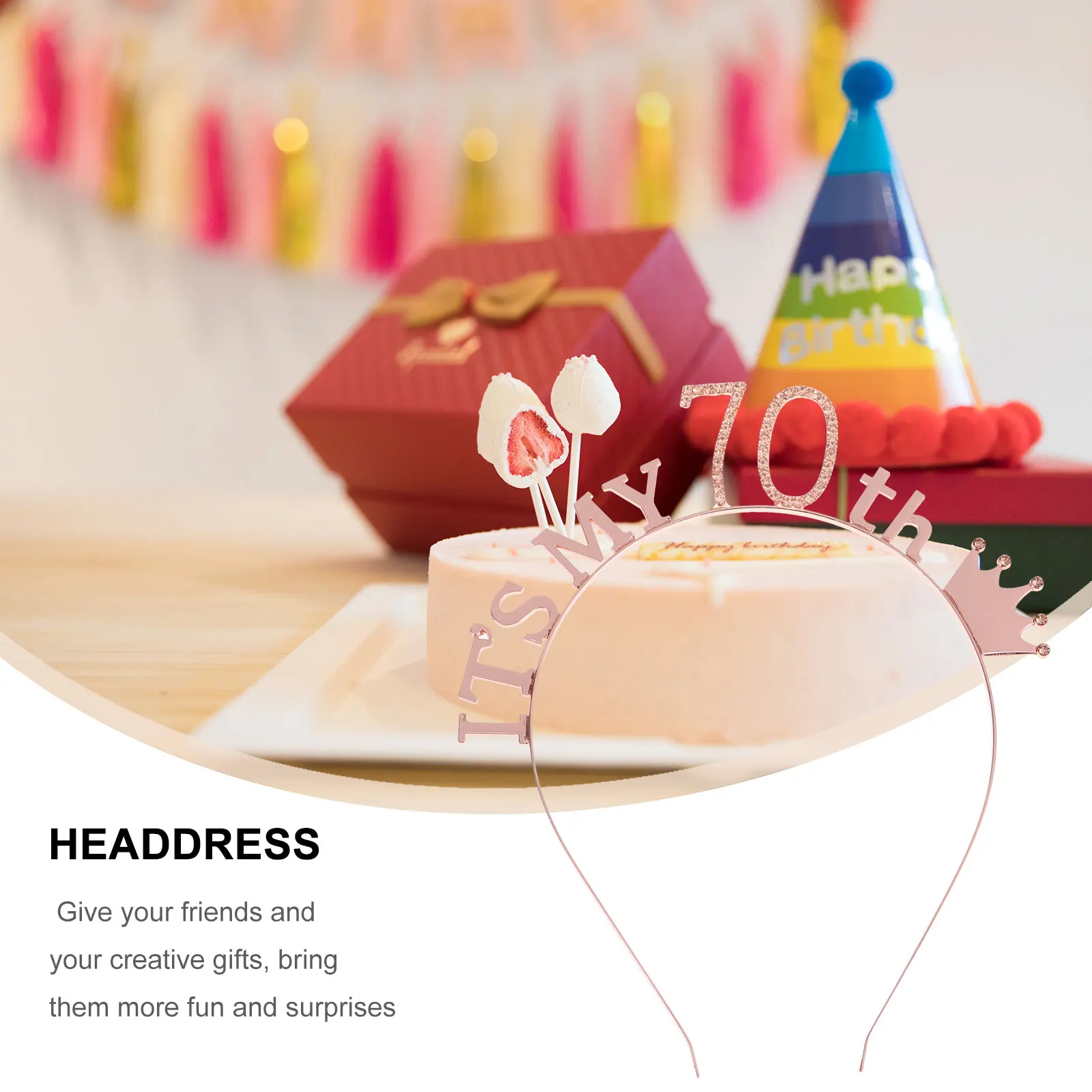 

2 Pcs Pink Decor Birthday Photo Props Sash Headgear Party Decorative Crown Headband Dressing Accessories Bride