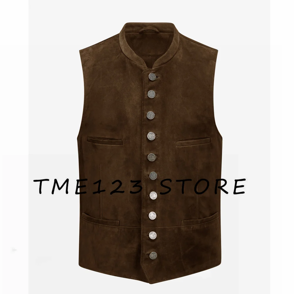 Elegant Man Suit Vest Men Man 2024 Suede Vest Business Casual Single Breasted Vest Men's Clothing Steampunk Clothes Suits Mens