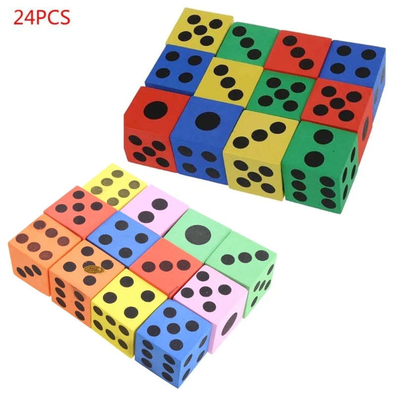 24PCS Foam Colorful Dot 3.7mm Six Side for Board Game Math Class