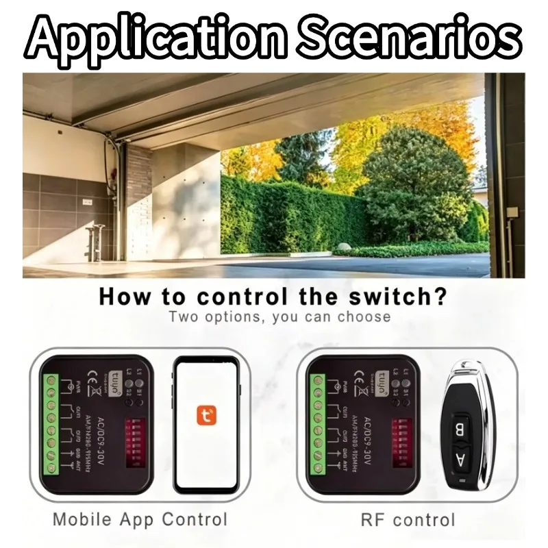RX MULTI Tuya WIFI 300-868 MHz Garage Door Remote Control Receiver 433MHz 868MHz AC DC 9-30V 85-250V Smart Switch Module Opener