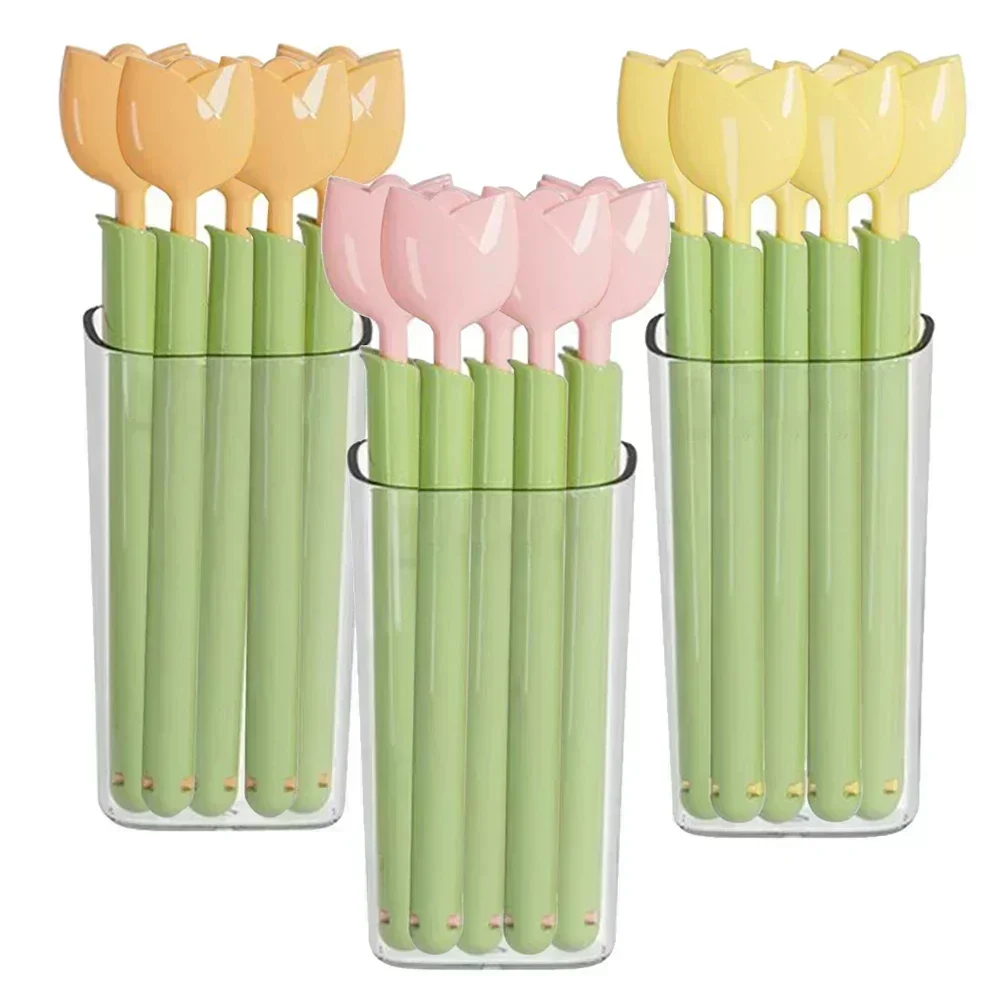 5Pcs Tulip Shaped Bag Clips Portable Food Snack Bread Sealing Clip With Magnetic Storage Box Sealed Clip Kitchen Accessories