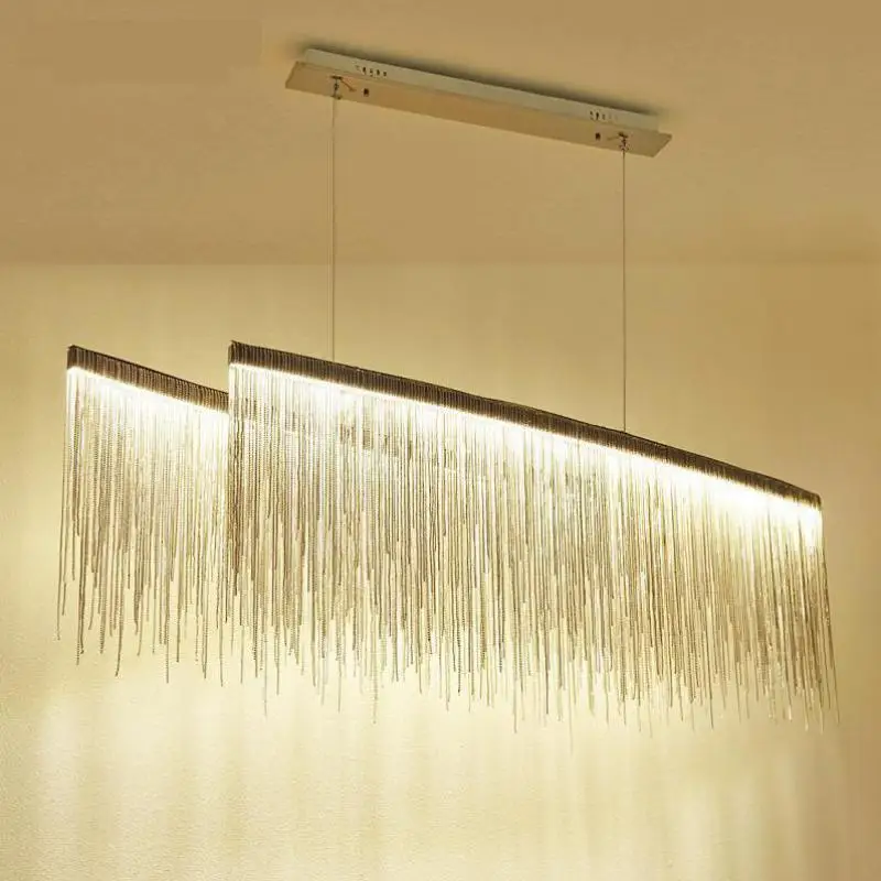 Modern aluminum chain Led strip pendant light for dining drawing room 100CM Long Suspension Luminaire wedding LED wedge lighting