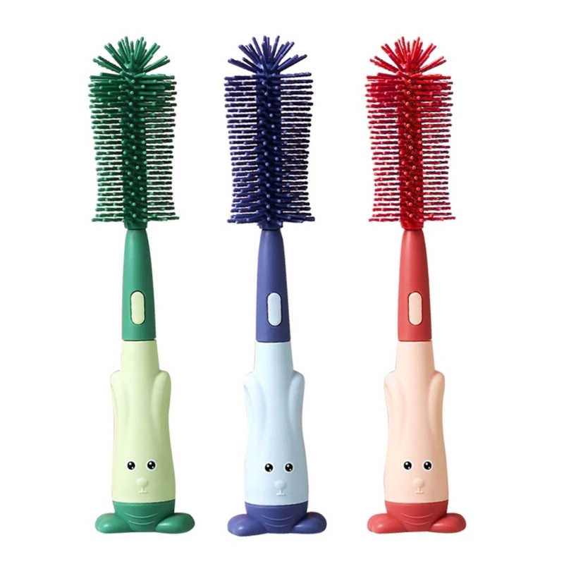 3 in 1 Babies Bottle Brush Set Bottle Cleaner Kit Nipple Brush Cleaning Brush 360° Cleaning for Household & Travel Use