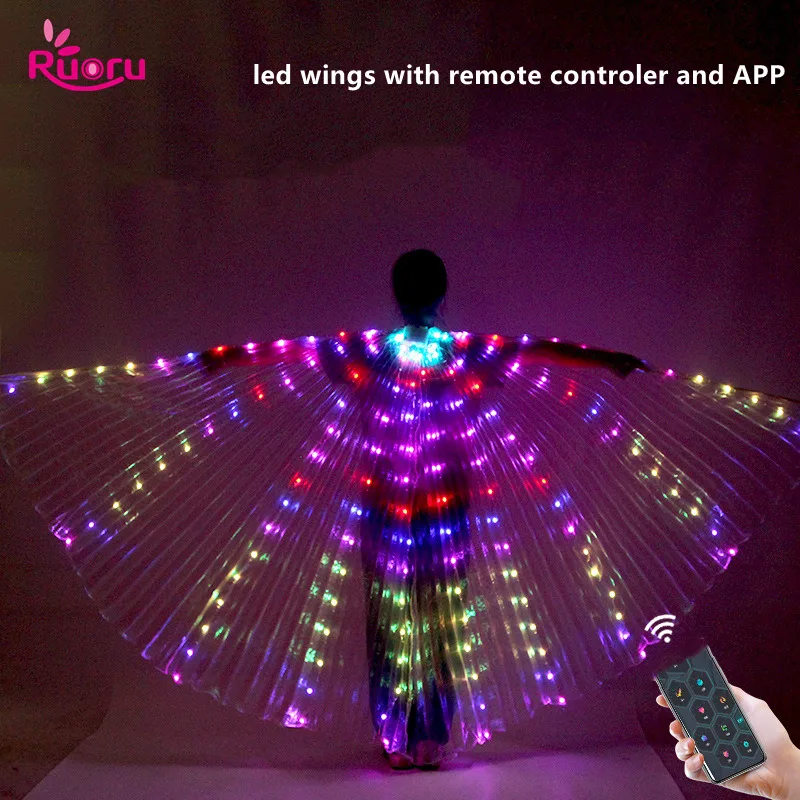 

Ruoru Belly Dance LED Wings with Remote Controler RGB Performance Fluorescent Butterfly Wing Belly Dancing Isis Wings Halloween