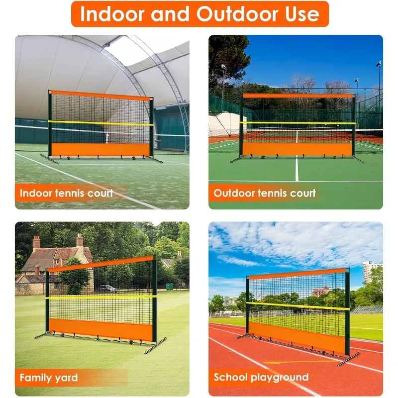 جدار ممارسة ارتداد التنس - شبكة ارتداد 12 قدم × 6 أقدام لرياضات المضرب، كرة وكرة البيسبول، لوحة خلفية للتدريب #4