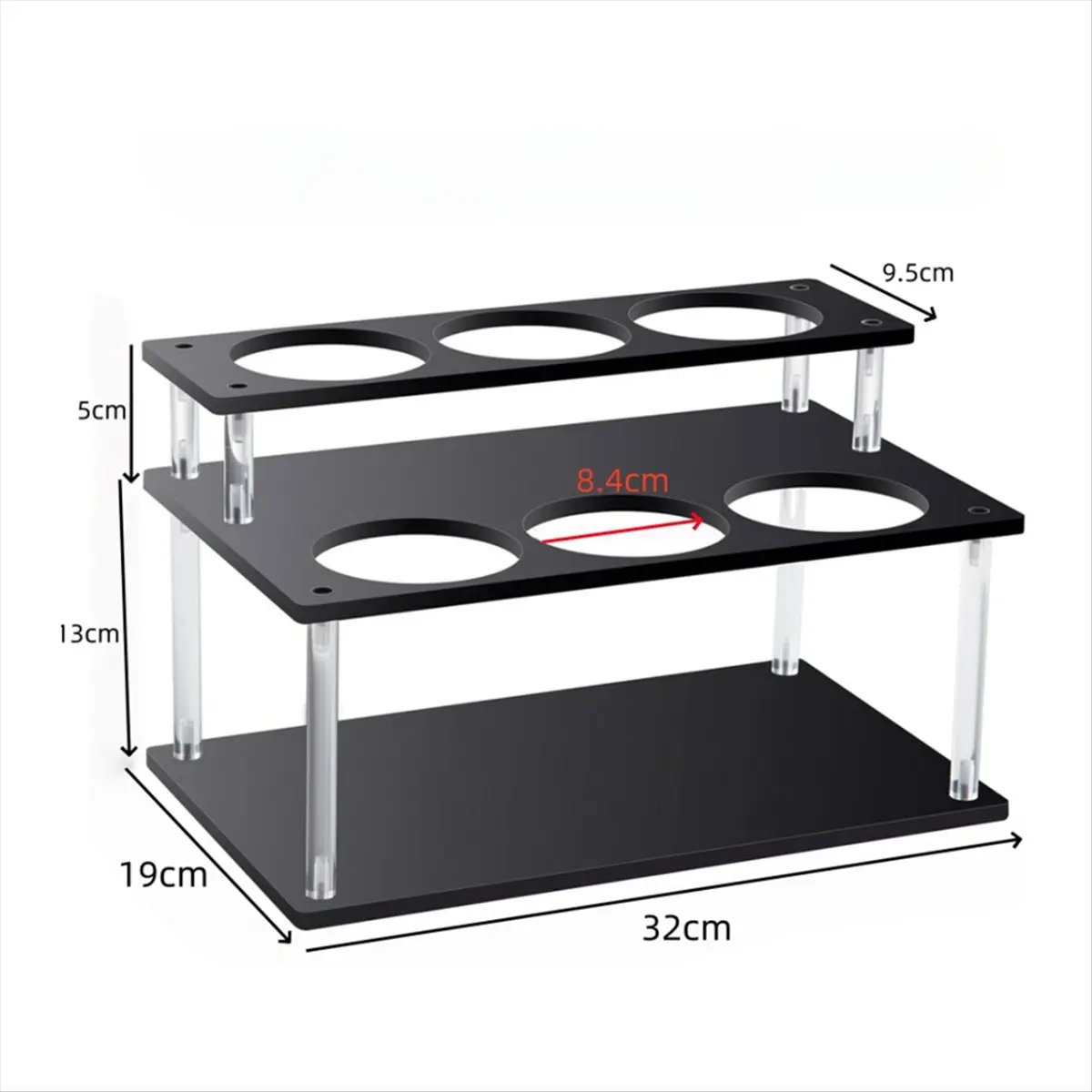 N14R Top Acrylic Coffee Syrup Organizer, 2-Tier Syrup Rack 6Bottles Capacity, Coffee Syrup Rack for Countertop, Bar, Kitchen