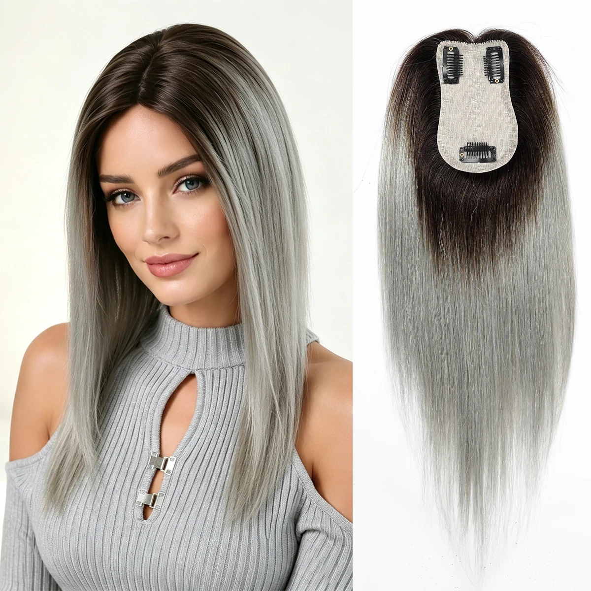 black-to-gray-ombre-hair-topper-for-women-100-remy-human-hair-topper-12in-middle-part-straight-human-hair-topper-with-clips