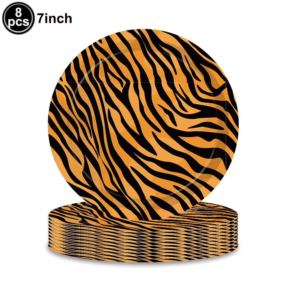 Tiger Party liefert Safari Tiere Teller Servietten Tassen Tiger Party Geschirr Dschungel Tiere Tiger Thema Geburtstags feier Lieferungen – Detail 3