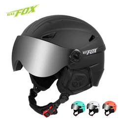 BATFOX casco da sci professionale semi-coperto integralmente modellato sport uomo donna sci da neve caschi da Snowboard con copertura per occhiali