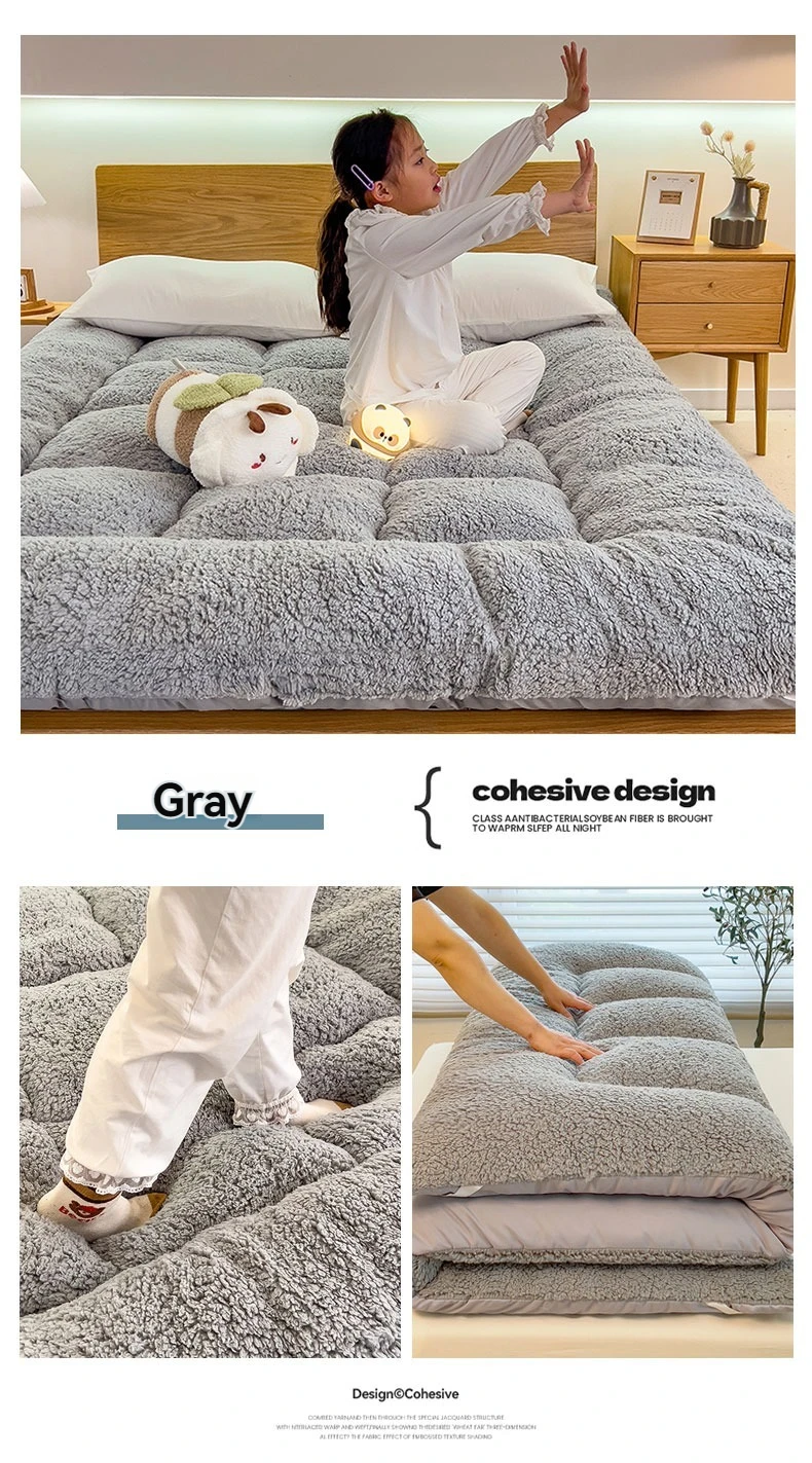 Winter Padded Lambswool Mattress Plus Velvet Dormitory Home Soft Pad Single and Double Warm Pad Quilt.