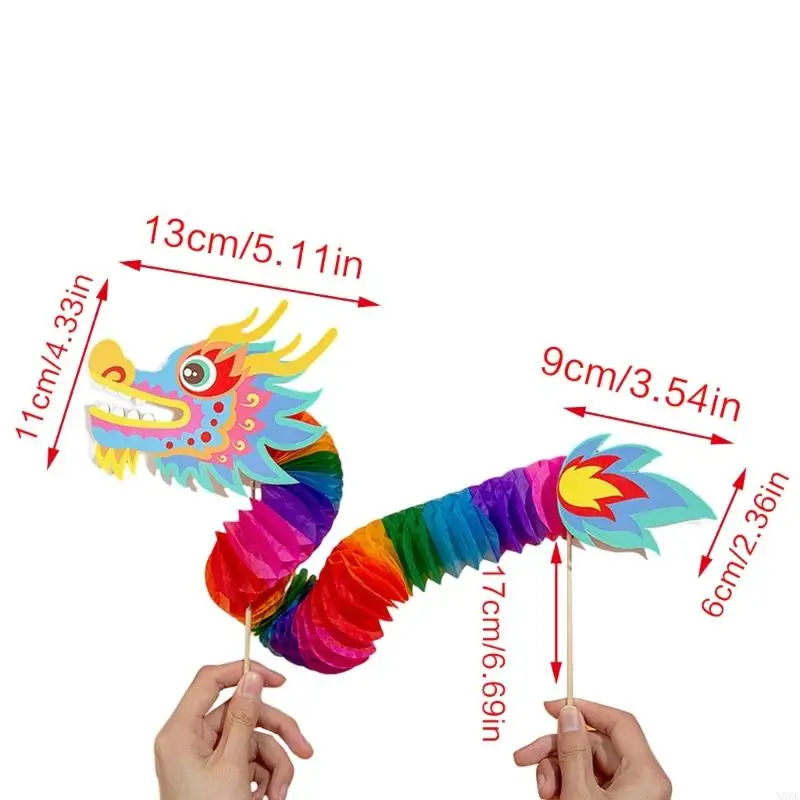 N5KE DIY Chinese New Year Dragon Dance Paper Dragon Puppet Kits Paper Dragon Toy