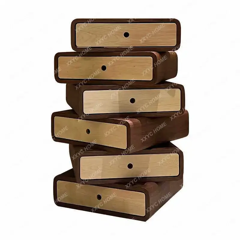 Solid wood 6 chest of drawers Bedroom bedroom Rotatable chest of drawers 3 drawer bedside table