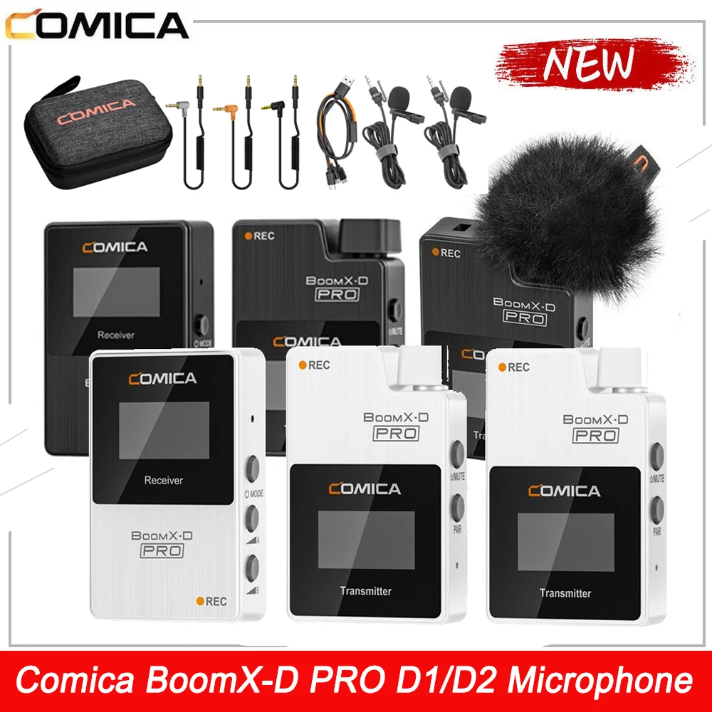 

Беспроводной микрофон Comica BoomX-D PRO D1 D2, 2,4 ГГц, 2,4 ГГц, двухканальный лацкановый микрофон для камеры, телефона, ПК, Youtube, потоковый блоггер