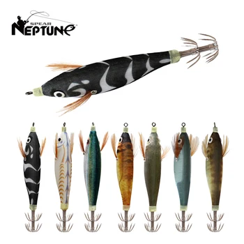 2Pcs Squid Jig Hook Fishing Lure Luminoso 10cm 9g Artificiale Falso Polpo Esche Legno Gamberetti Seppie Esca Dura Maschere di Mare Affrontare