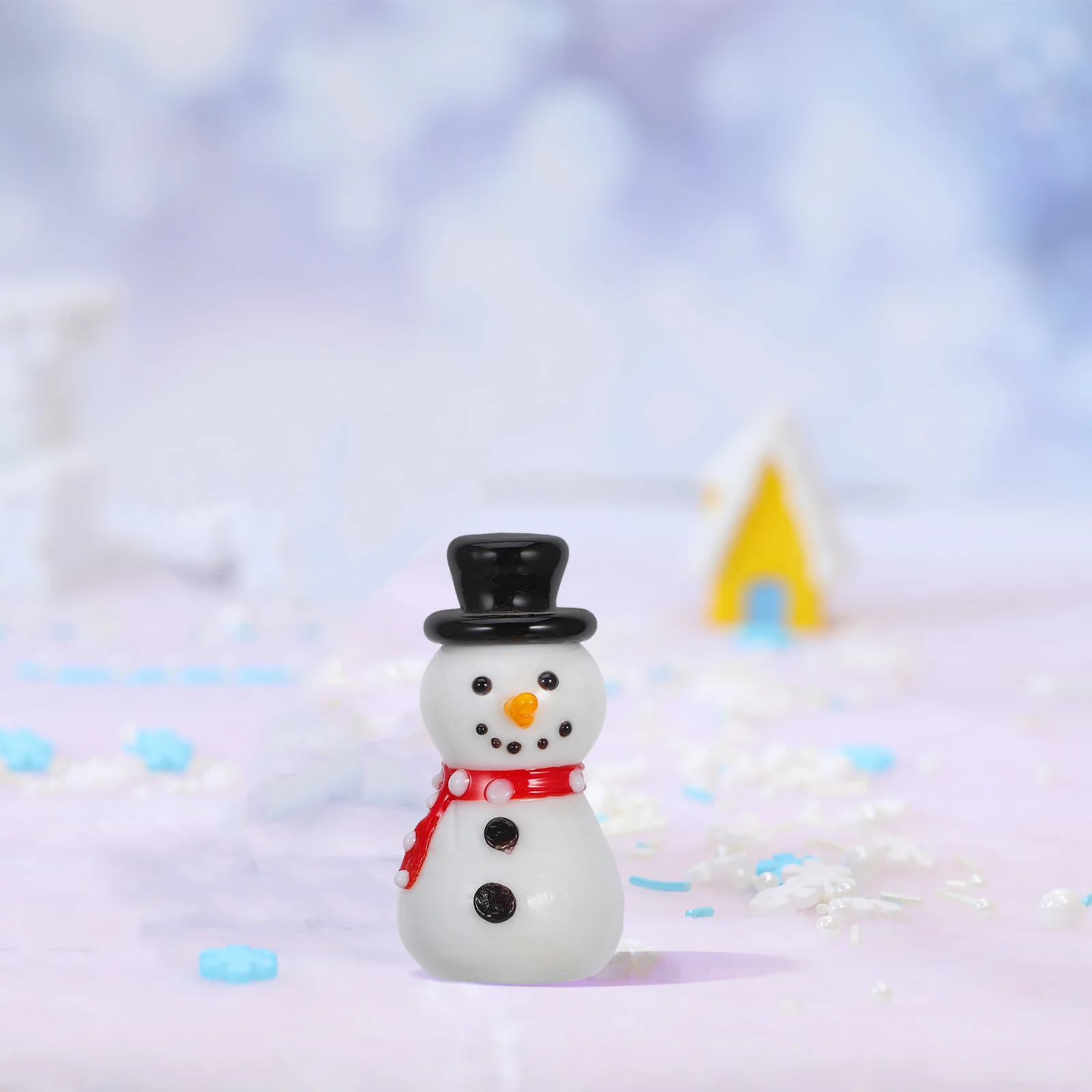 

Christmas Snowman Decor Glass Mini Snowman Sculpture Xmas Party Decoration Xmas Landscape Indoor Outdoor Decoration