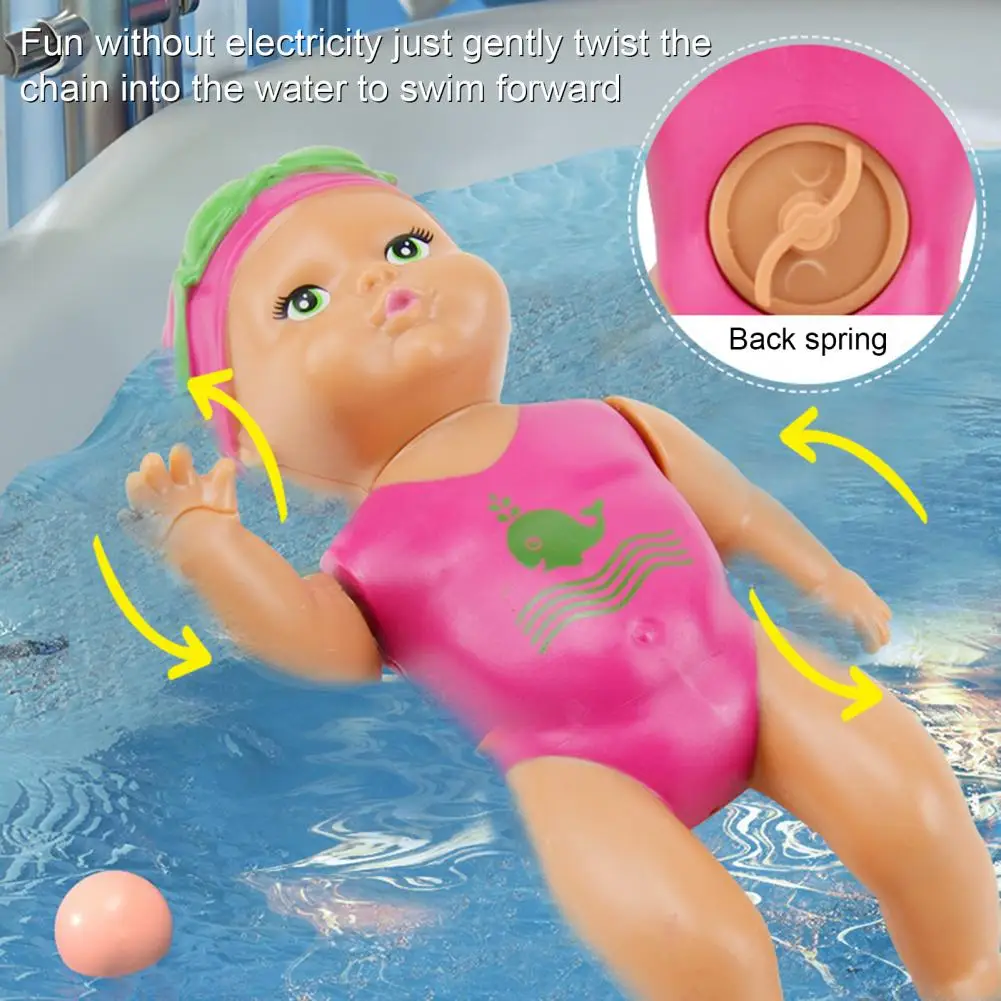 

Water Baby Toy Clockwork Swimming Doll Toy for Bathtub Pool Waterproof Backstroke Swimmer Baby Toy Learning Water Play for Kids