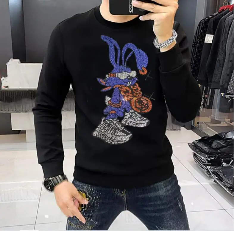 Awesome Designer Rhinestone Sweatshirts  Men asian size  High Quality