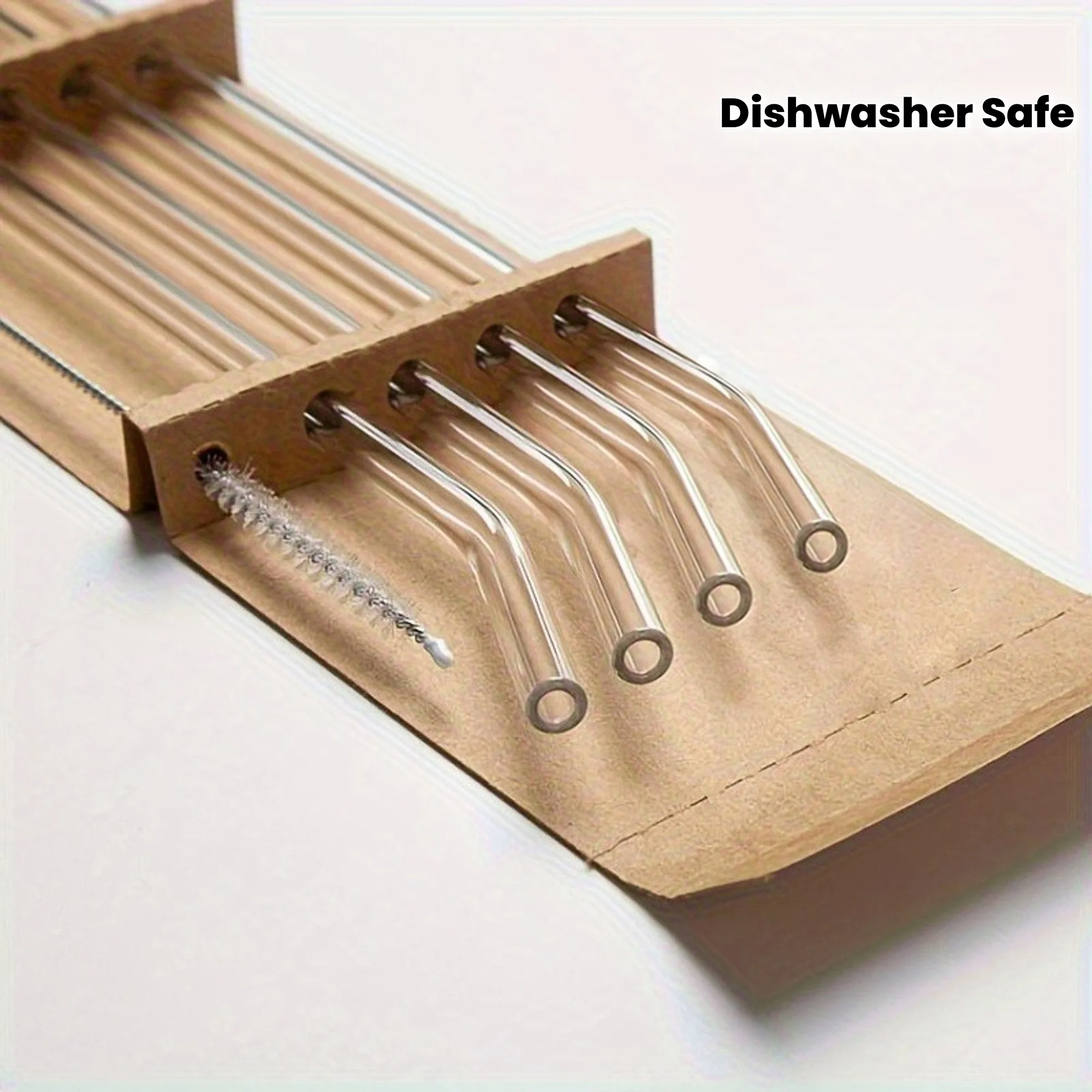 1세트 내열 유리 빨대(브러시 포함) - 5개 세트 - 재사용 가능하고 세척 가능, 스무디, 밀크셰이크, 차, 주스에 적합