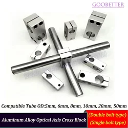 Aluminum Alloy Optical Axis Cross Block, Steel Pipe Fixing Bracket Connector for 5/6/8/10/20/50 mm Round Tube Clamps and Frames